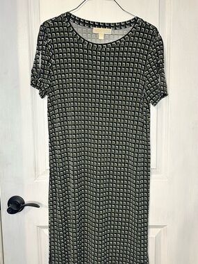 Michael Kors Black and Olive Geo-Print Dress
